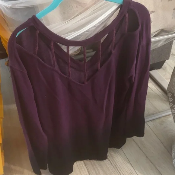 American Eagle Outfitters Deep Purple Blouse - Picture 3 of 3